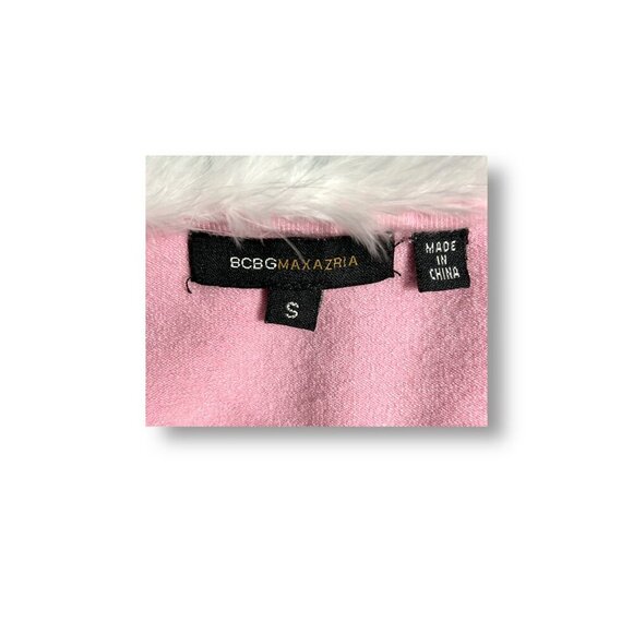 BCBGMAXAZRIA Pink Feather Trim Knit Sweater Barbiecore Y2K Old Money Size Small - Picture 5 of 7